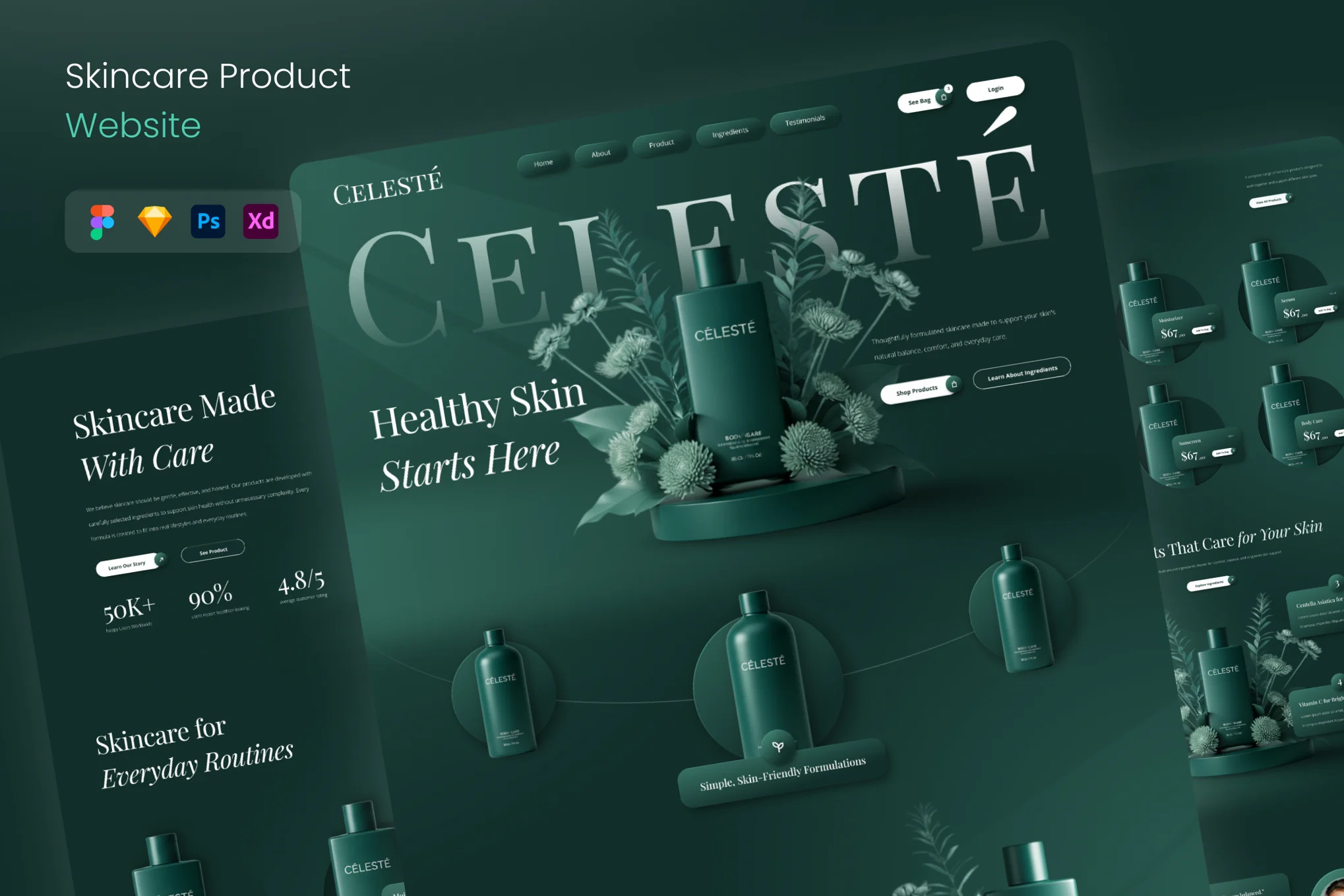 Digital product interface design project with clean layouts and interactive components